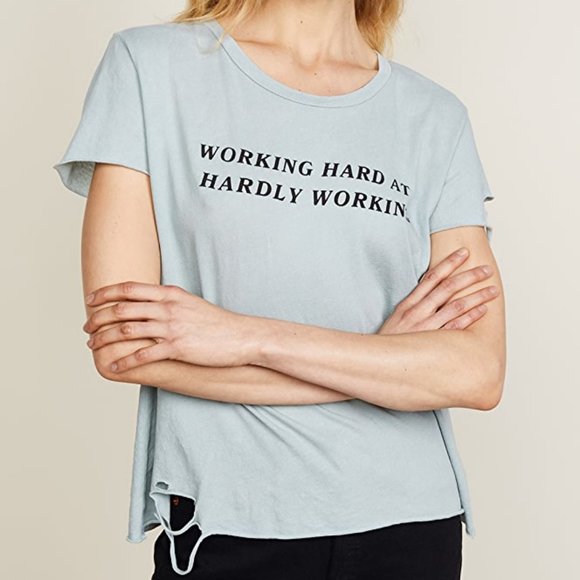 WILDFOX Hardly Working Distressed Tee - Picture 1 of 3